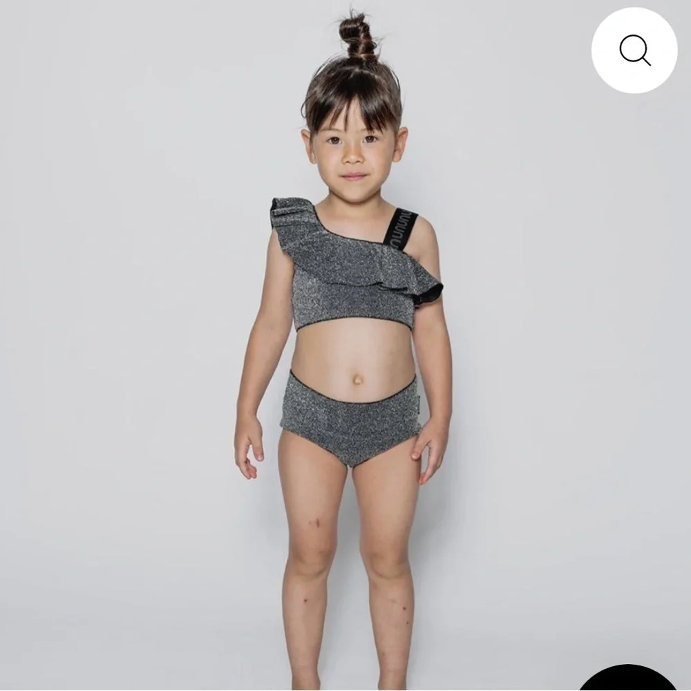 nununu Kids Black and Gray Ruffle Bikini